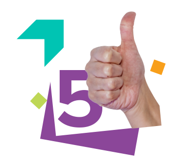 Image of a thumbs up and the number 5 in a quare